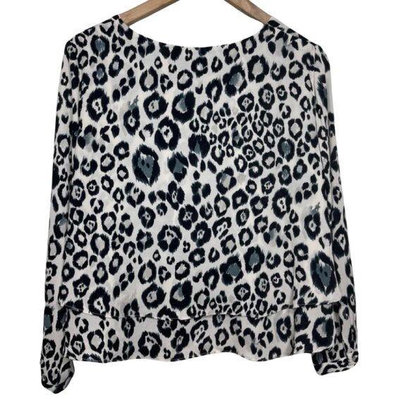 ZARA | Black & Gray Leopard Print Long Sleeve Layered Blouse | Size M - Picture 7 of 14